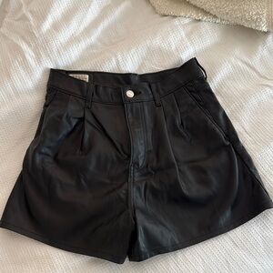 Black Leather Women's Levi Shorts